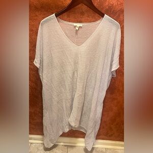 Eileen Fisher Linen Longline Knit Swim Cover Up O/S Beige Tunic